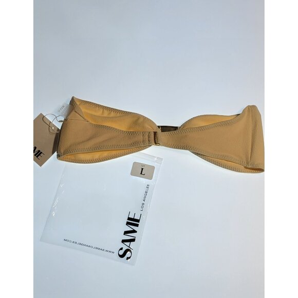SAME LOS ANGELES BIKINY WOMENS TOP HAMMER BANDEU LARGE BEIGE FAUX SUEDE - Picture 4 of 7